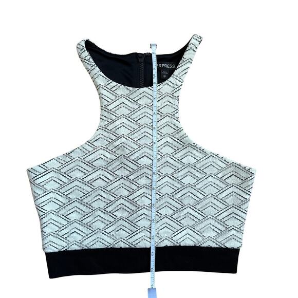 Express Black White Geometric Print Racerback Halter Crop Top Size XS NWT - Picture 6 of 6